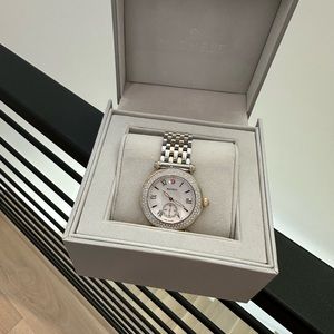 Michele Diamond Two-Tone Watch in Silver & Gold